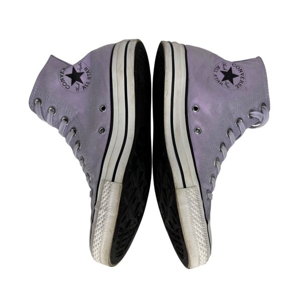 Converse All Star Womens High Top Sneakers Sz 8.5 Light Purple‎ Metallic Canvas - Picture 7 of 11